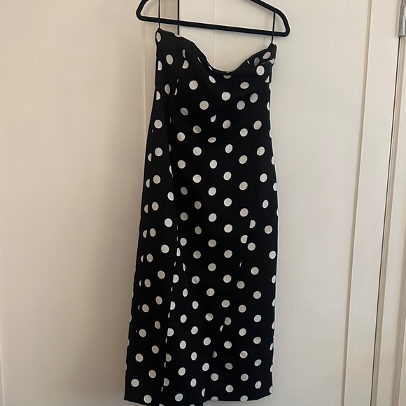 Zara Dresses & Skirts - Zara Polka Dot Strapless Midi Dress